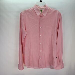 Hugo Boss Cotton Hexagon Print Pink Cotton Extra Buttons Reg Fit Size Medium